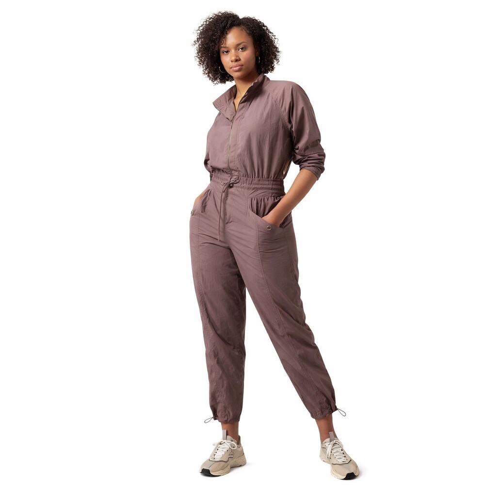 Athleta Keys Utility Jumpsuit Mauve Brown Size 2 Athleisure Jogger Style